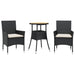Set mobilier grădină perne 3 piese negru poliratan/lemn acacia - WALTI WALTI