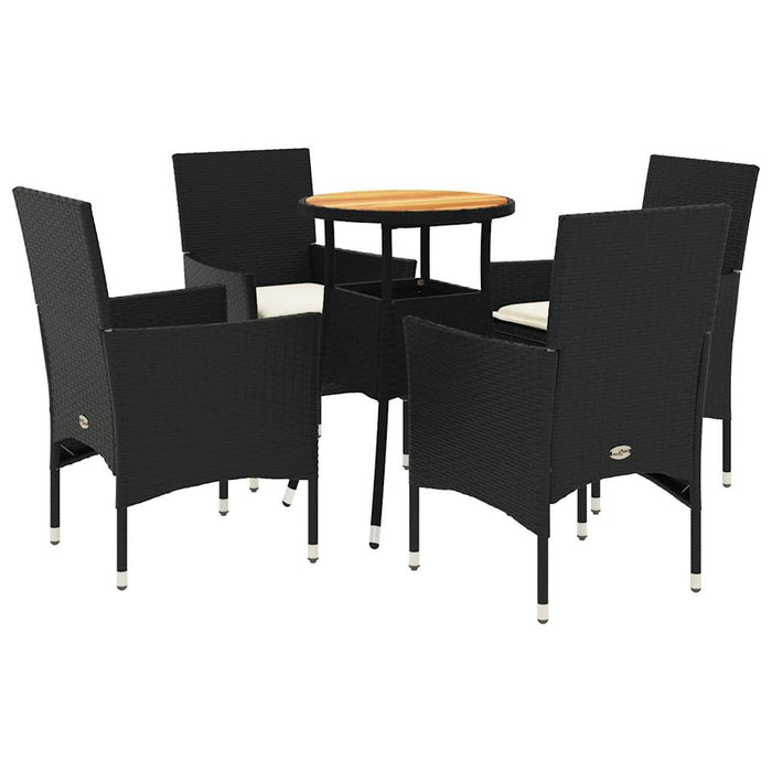Set mobilier grădină perne 5 piese negru poliratan/lemn acacia - WALTI WALTI