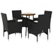Set mobilier grădină perne 5 piese negru poliratan/lemn acacia - WALTI WALTI