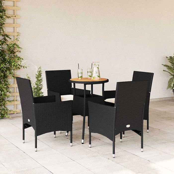 Set mobilier grădină perne 5 piese negru poliratan/lemn acacia - WALTI WALTI