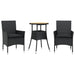Set mobilier grădină perne 3 piese negru poliratan/lemn acacia - WALTI WALTI