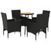 Set mobilier grădină perne 5 piese negru poliratan/lemn acacia - WALTI WALTI
