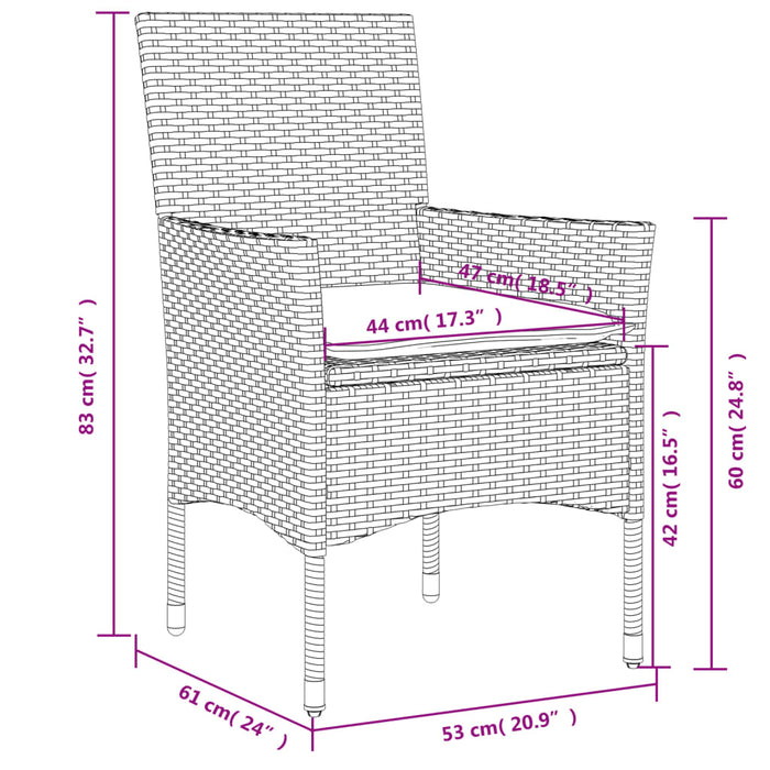 Set mobilier grădină perne 5 piese negru poliratan/lemn acacia - WALTI WALTI