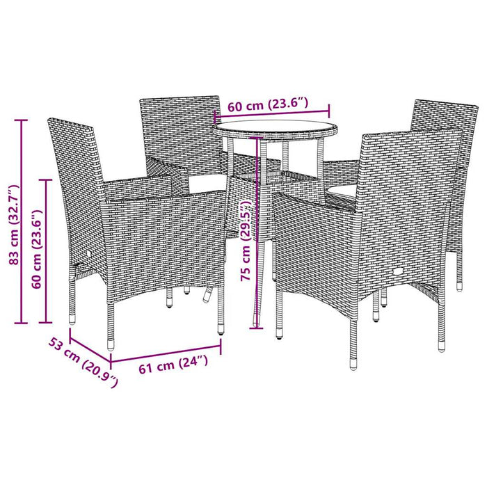 Set mobilier grădină cu perne 5 piese gri poliratan/lemn acacia - WALTI WALTI