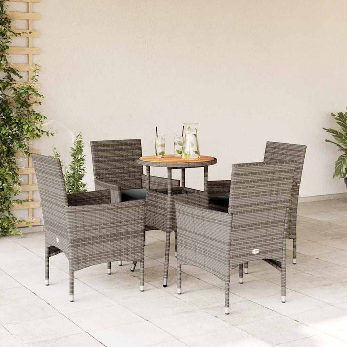 Set mobilier grădină cu perne 5 piese gri poliratan/lemn acacia - WALTI WALTI