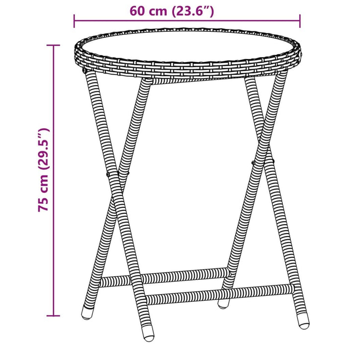 Set bistro cu perne, 3 piese, gri, poliratan și sticlă WALTI