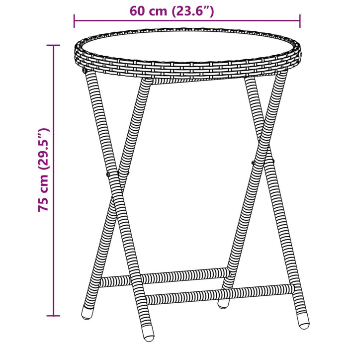 Set bistro cu perne, 3 piese, negru, poliratan și sticlă WALTI