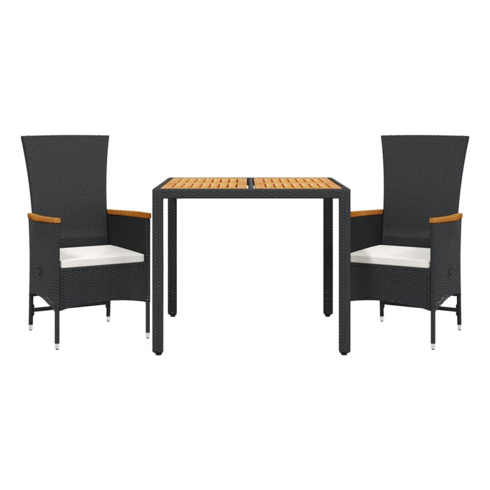Set mobilier de grădină cu perne, 3 piese, negru, poliratan - WALTI WALTI