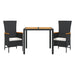 Set mobilier de grădină cu perne, 3 piese, negru, poliratan - WALTI WALTI