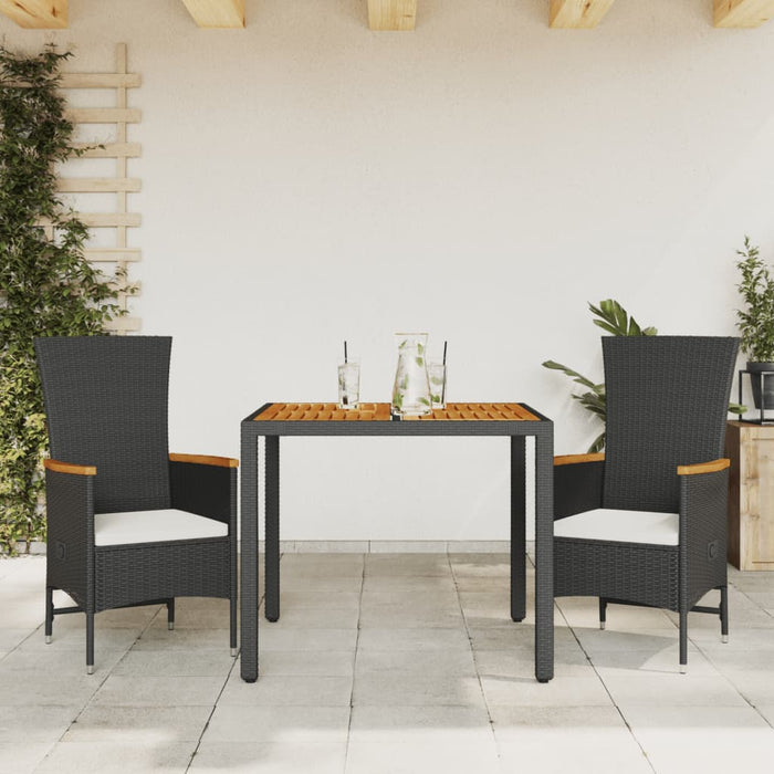 Set mobilier de grădină cu perne, 3 piese, negru, poliratan - WALTI WALTI