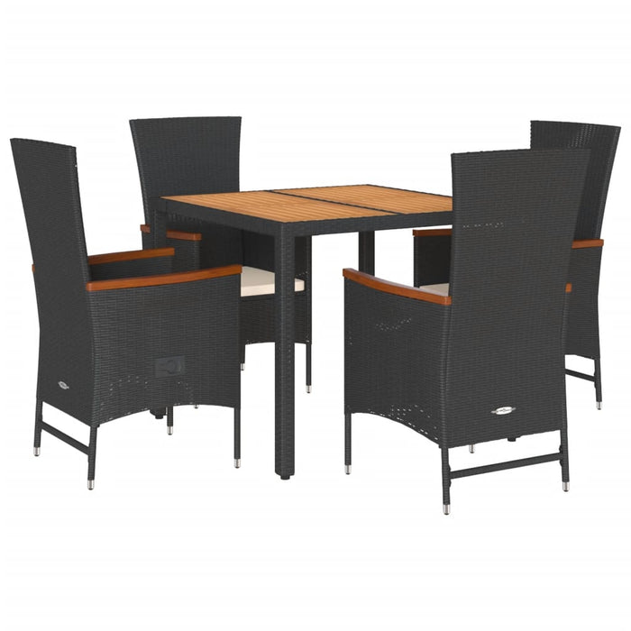 Set mobilier de grădină cu perne, 5 piese, negru, poliratan - WALTI WALTI