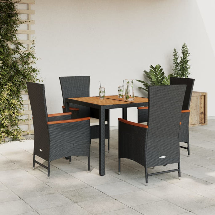 Set mobilier de grădină cu perne, 5 piese, negru, poliratan - WALTI WALTI