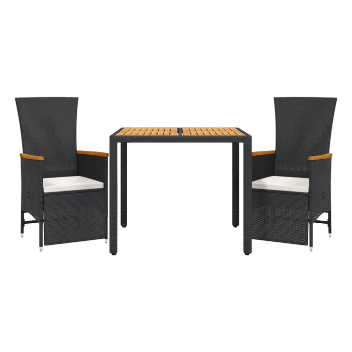 Set mobilier de grădină cu perne, 3 piese, negru, poliratan - WALTI WALTI
