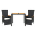 Set mobilier de grădină cu perne, 3 piese, negru, poliratan - WALTI WALTI