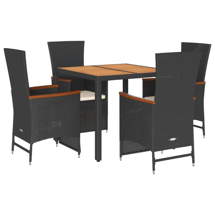 Set mobilier de grădină cu perne, 5 piese, negru, poliratan - WALTI WALTI
