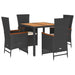 Set mobilier de grădină cu perne, 5 piese, negru, poliratan - WALTI WALTI