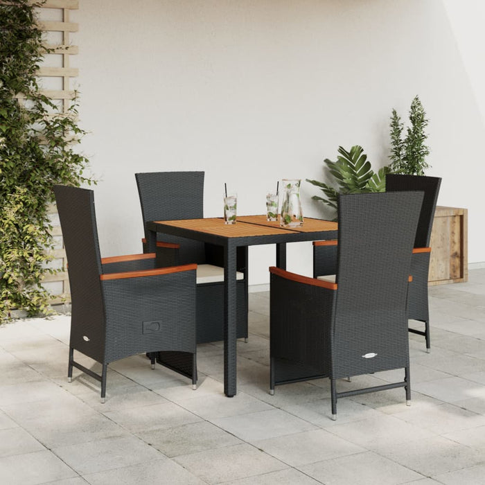 Set mobilier de grădină cu perne, 5 piese, negru, poliratan - WALTI WALTI