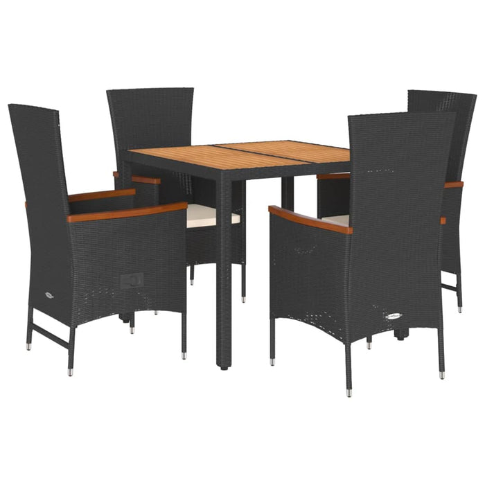 Set mobilier de grădină cu perne, 5 piese, negru, poliratan - WALTI WALTI