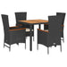 Set mobilier de grădină cu perne, 5 piese, negru, poliratan - WALTI WALTI