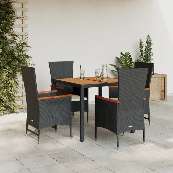 Set mobilier de grădină cu perne, 5 piese, negru, poliratan - WALTI WALTI