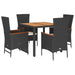 Set mobilier de grădină cu perne, 5 piese, negru, poliratan - WALTI WALTI
