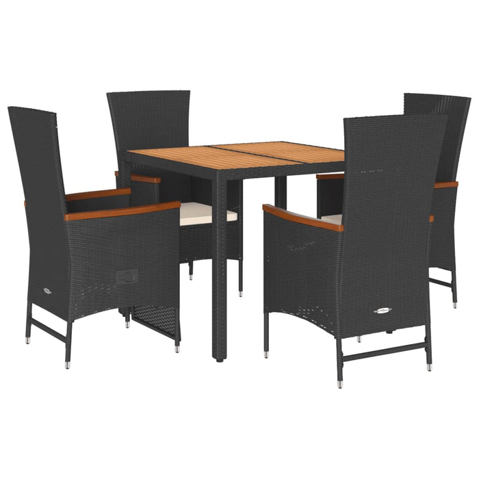 Set mobilier de grădină cu perne, 5 piese, negru, poliratan - WALTI WALTI