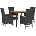Set mobilier de grădină cu perne, 5 piese, negru, poliratan - WALTI WALTI