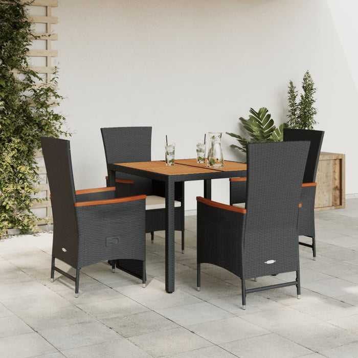 Set mobilier de grădină cu perne, 5 piese, negru, poliratan - WALTI WALTI