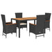 Set mobilier de grădină cu perne, 5 piese, negru, poliratan - WALTI WALTI