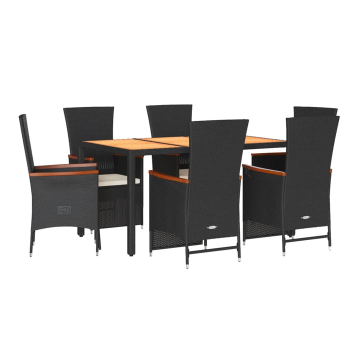 Set mobilier de grădină cu perne, 7 piese, negru, poliratan - WALTI WALTI