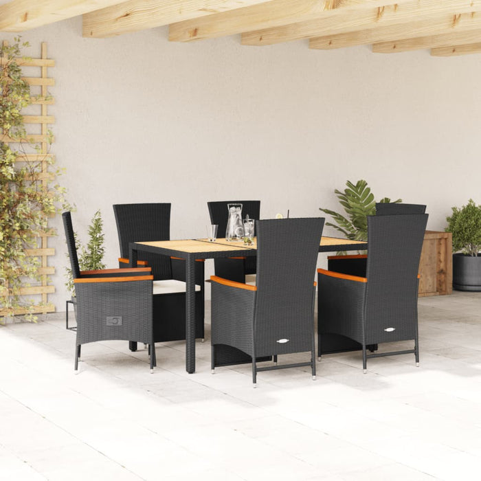 Set mobilier de grădină cu perne, 7 piese, negru, poliratan - WALTI WALTI