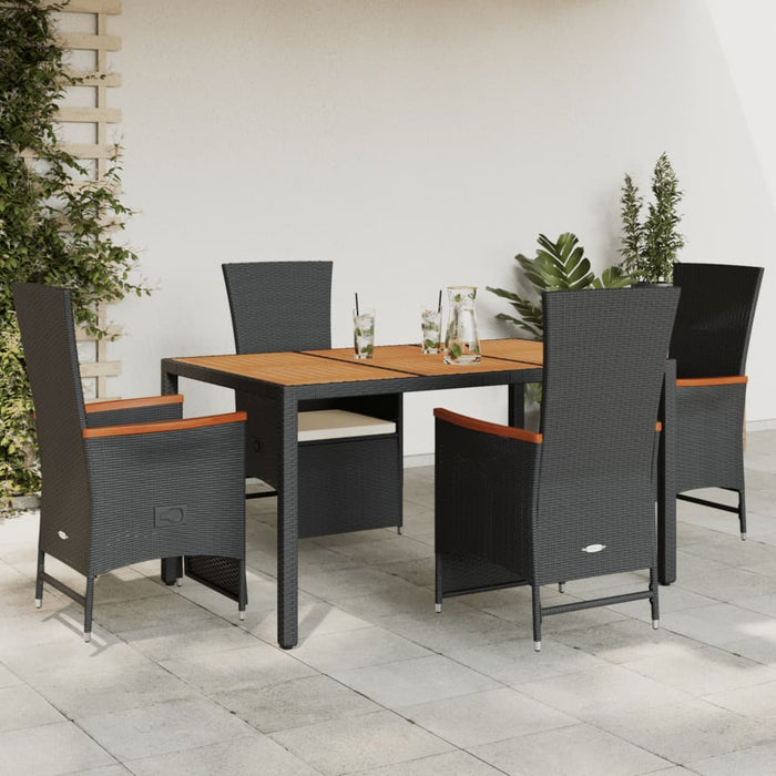 Set mobilier de grădină cu perne, 5 piese, negru, poliratan - WALTI WALTI