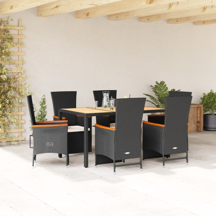 Set mobilier de grădină cu perne, 7 piese, negru, poliratan - WALTI WALTI