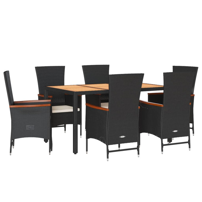 Set mobilier de grădină cu perne, 7 piese, negru, poliratan - WALTI WALTI