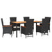 Set mobilier de grădină cu perne, 7 piese, negru, poliratan - WALTI WALTI