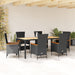 Set mobilier de grădină cu perne, 7 piese, negru, poliratan - WALTI WALTI