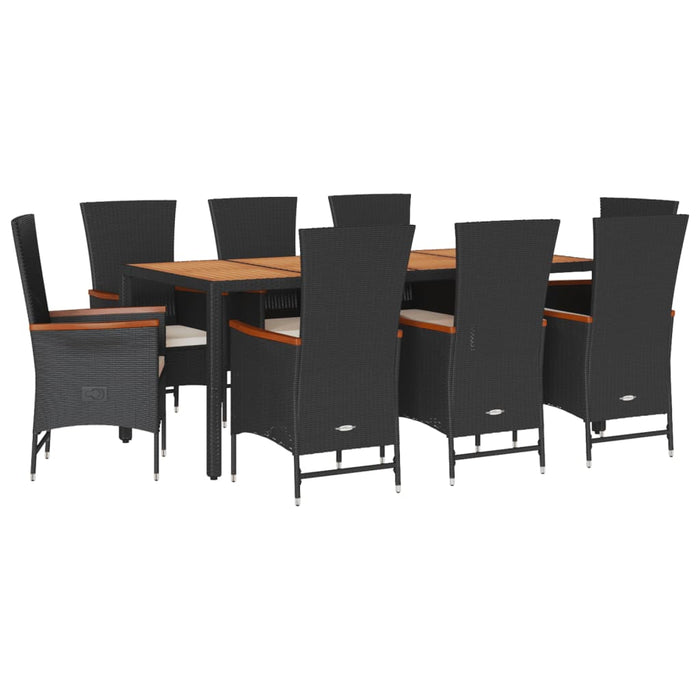 Set mobilier de grădină cu perne, 9 piese, negru, poliratan - WALTI WALTI