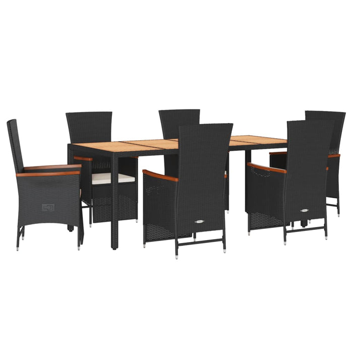 Set mobilier de grădină cu perne, 7 piese, negru, poliratan - WALTI WALTI