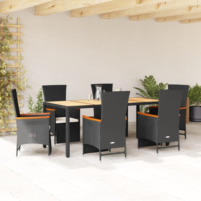 Set mobilier de grădină cu perne, 7 piese, negru, poliratan - WALTI WALTI