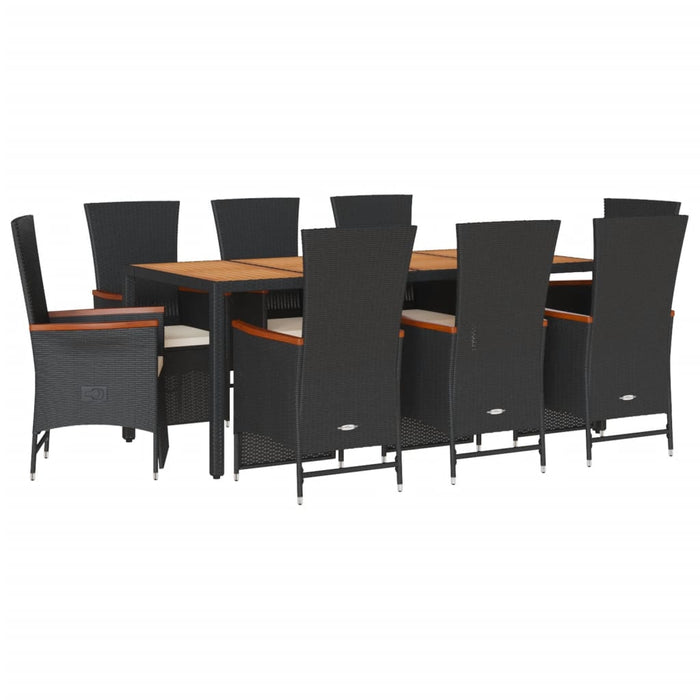 Set mobilier de grădină cu perne, 9 piese, negru, poliratan - WALTI WALTI