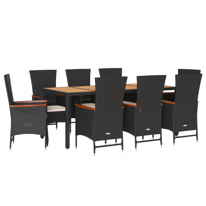Set mobilier de grădină cu perne, 9 piese, negru, poliratan - WALTI WALTI