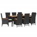 Set mobilier de grădină cu perne, 9 piese, negru, poliratan - WALTI WALTI