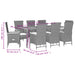 Set mobilier de grădină cu perne, 9 piese, negru, poliratan - WALTI WALTI