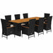Set mobilier de grădină cu perne, 9 piese, negru, poliratan - WALTI WALTI