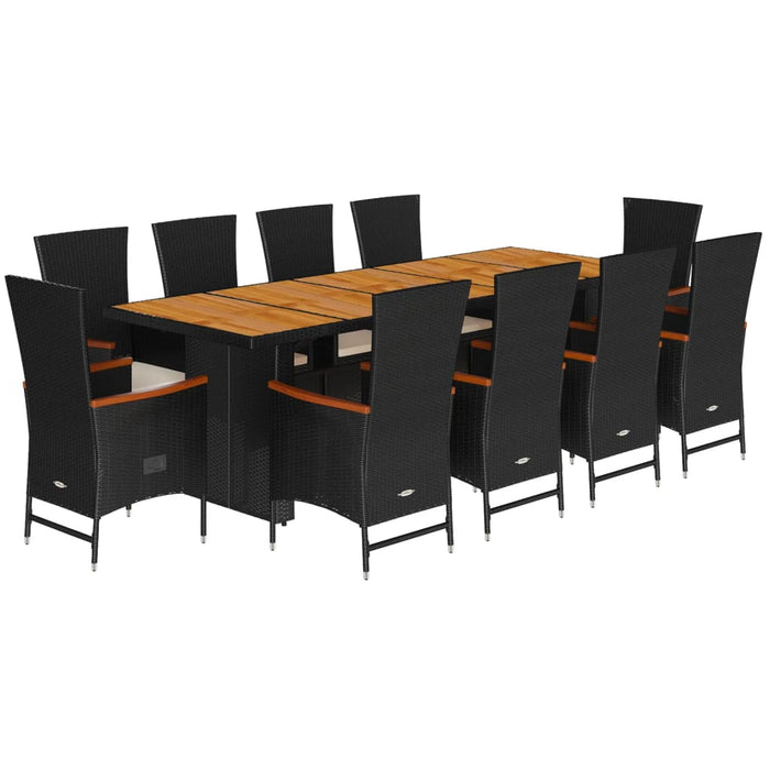 Set mobilier de exterior cu perne, 11 piese, negru, poliratan - WALTI WALTI