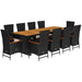 Set mobilier de exterior cu perne, 11 piese, negru, poliratan - WALTI WALTI