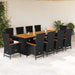 Set mobilier de exterior cu perne, 11 piese, negru, poliratan - WALTI WALTI