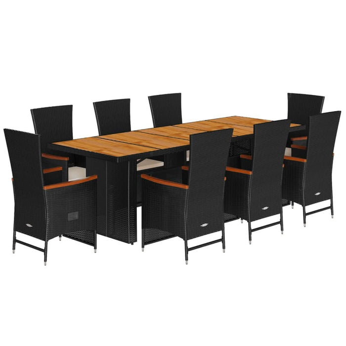 Set mobilier de grădină cu perne, 9 piese, negru, poliratan - WALTI WALTI
