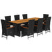 Set mobilier de grădină cu perne, 9 piese, negru, poliratan - WALTI WALTI
