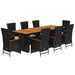 Set mobilier de grădină cu perne, 9 piese, negru, poliratan - WALTI WALTI